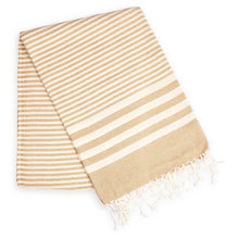 Load image into Gallery viewer, Fethiye Striped Ultra Soft Eco-Friendly Towel - Beige