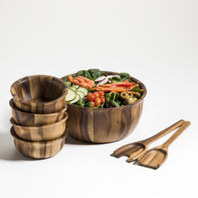 Load image into Gallery viewer, Large Salad Bowl, 4 Individual Bowls and Servers