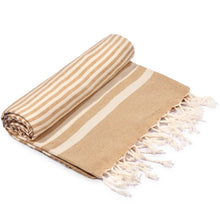 Load image into Gallery viewer, Fethiye Striped Ultra Soft Eco-Friendly Towel - Beige
